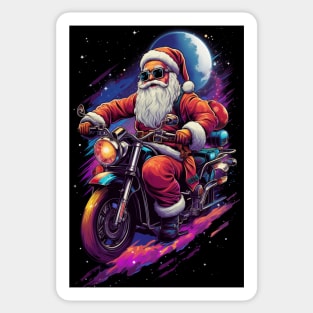 Santa in Space on a Motorcycle Sticker